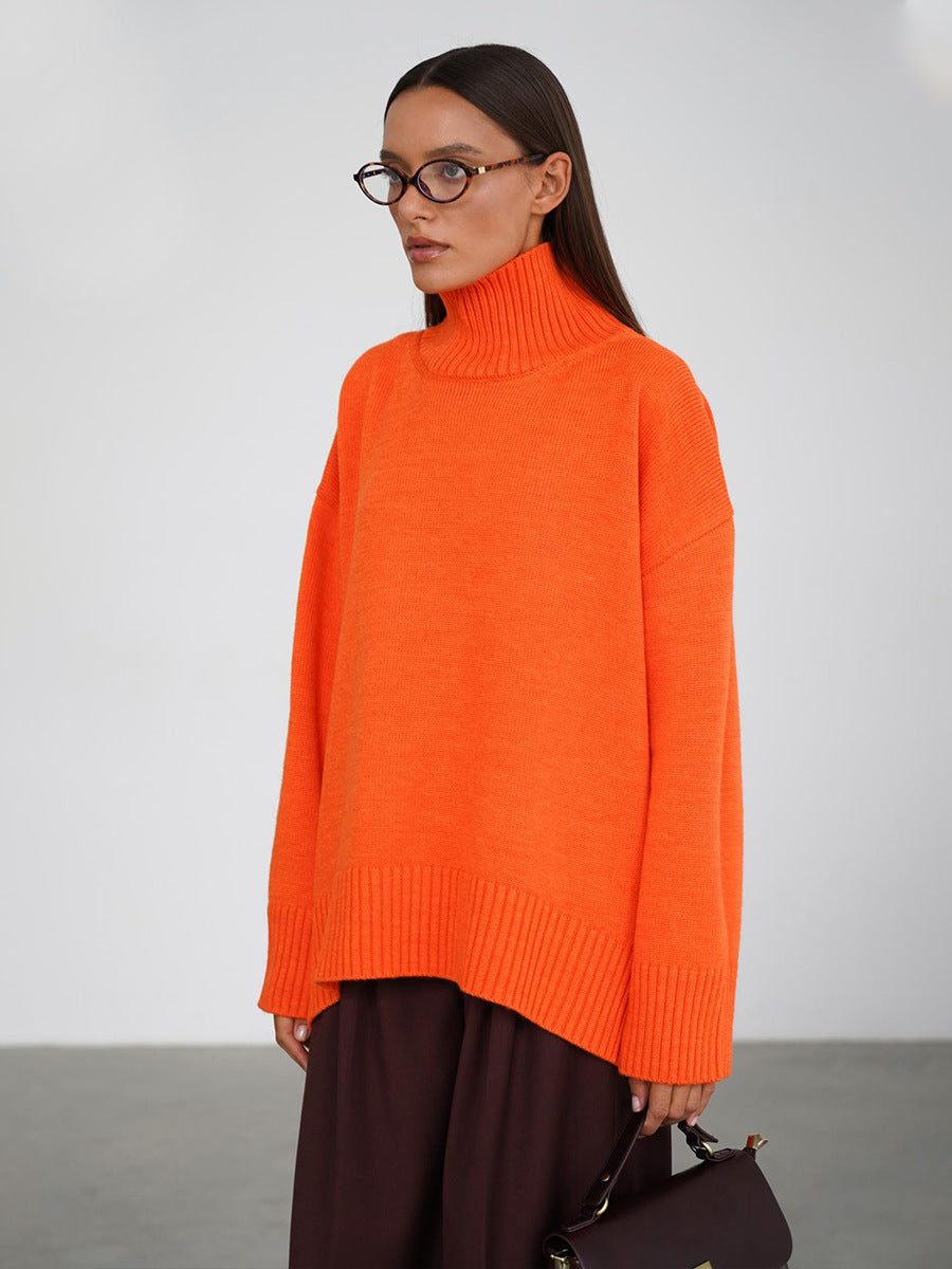 European And American Style Autumn And Winter Solid Color Turtleneck Sweater Loose
