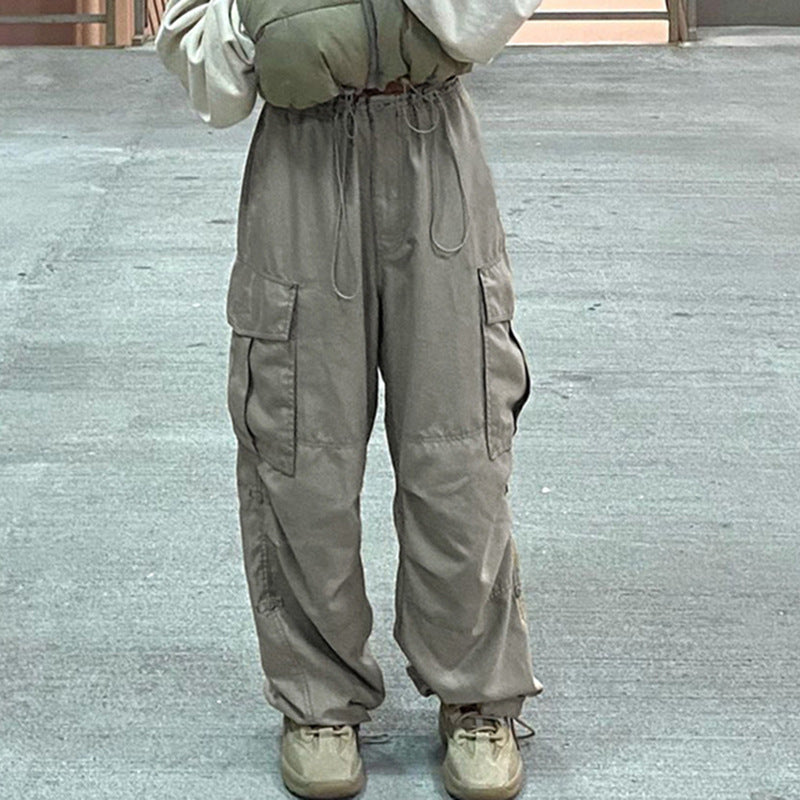 Large Pocket Light Casual Straight Trousers