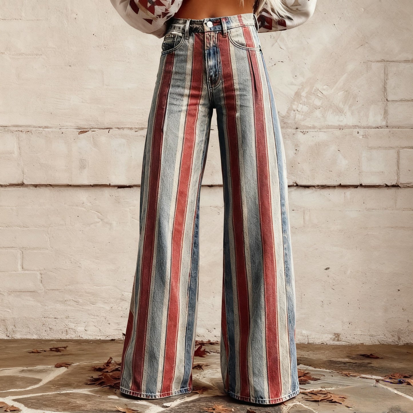 Slim-fit Twill Faux Denim Jeans Casual And Versatile