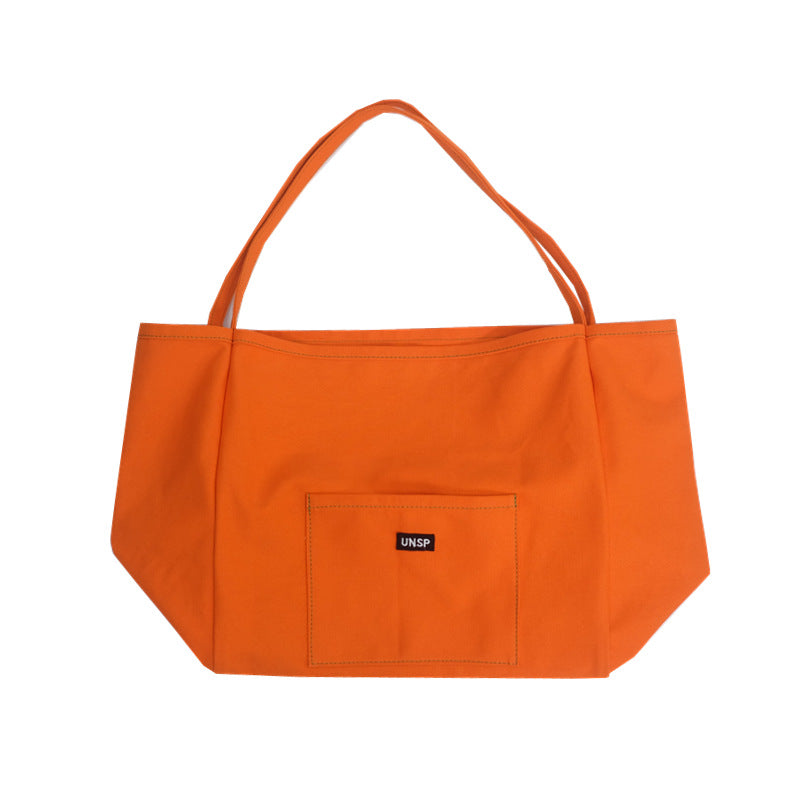 Large Capacity Solid Color One-shoulder Literary Diagonal Canvas Bag