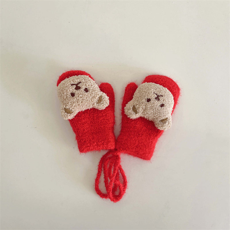 Children's Plush Warm Plus Velvet Gloves