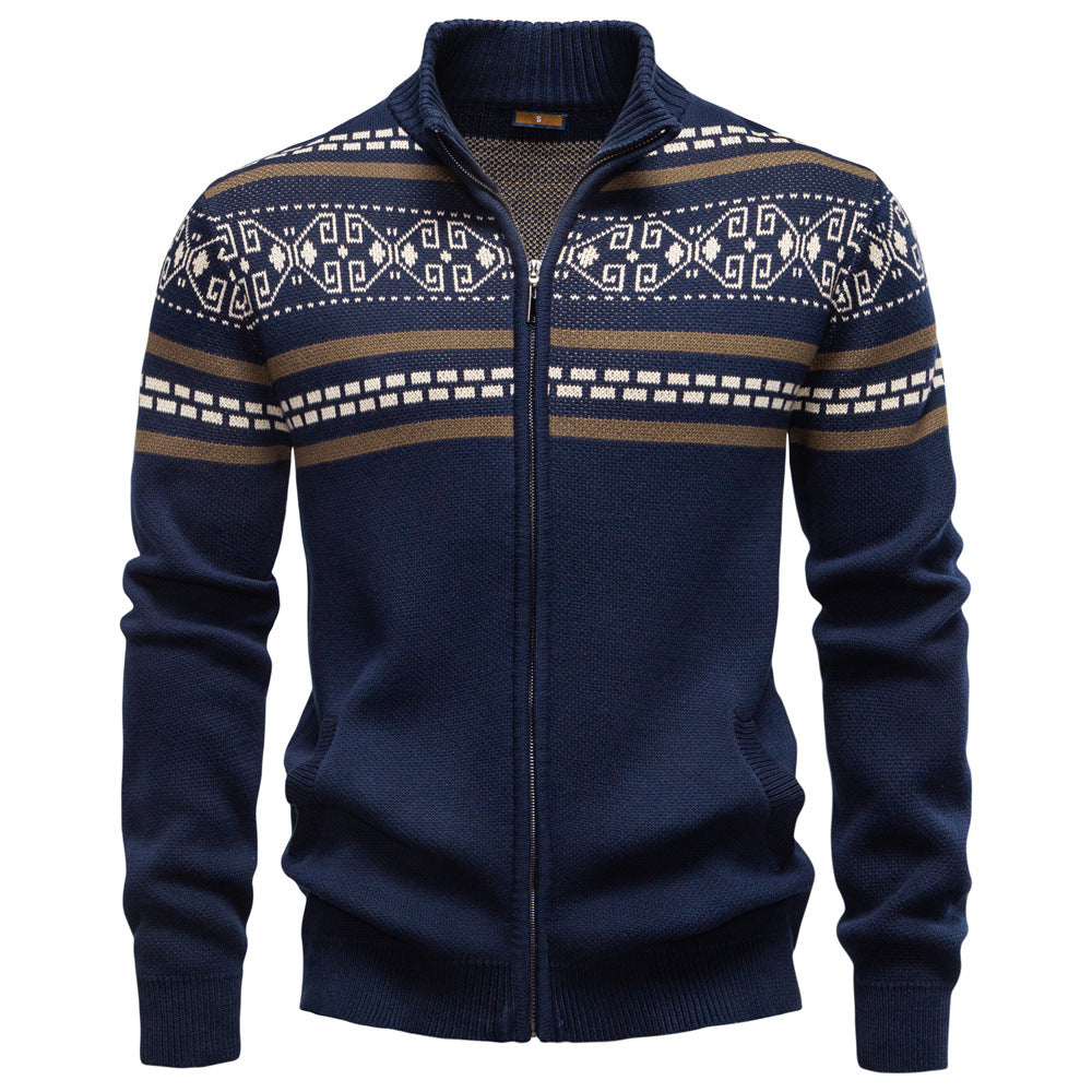 Herremodesweater Strikket jakke med lynlås