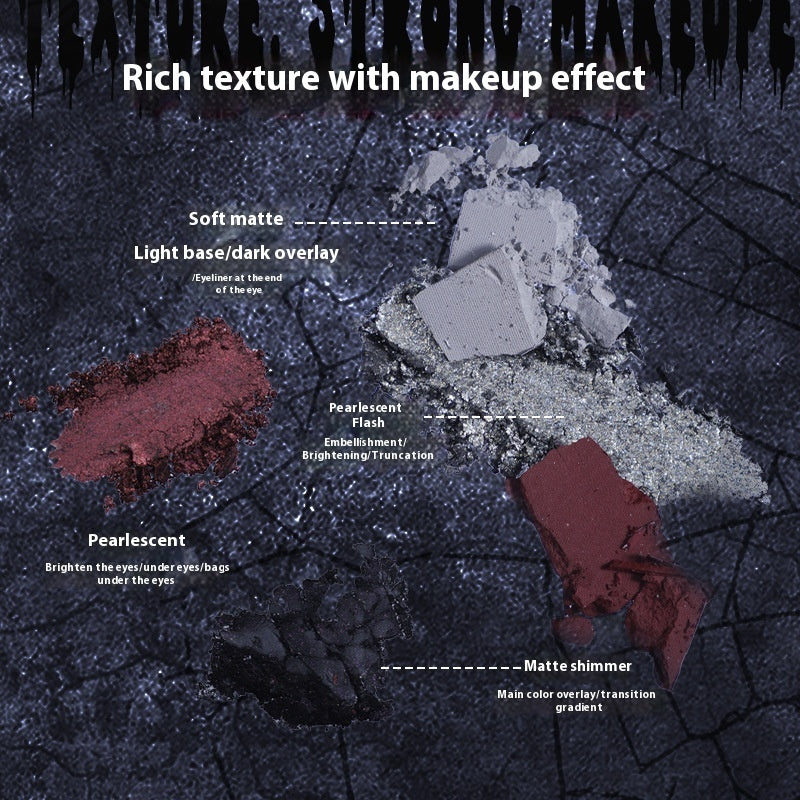 Cahill Dark Goth Eye Shadow Plate Multi-purpose Shimmer Matte Per Plate