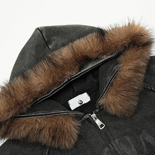 Fur Collar Hood Sweater For Men And Women Lazy And Loose