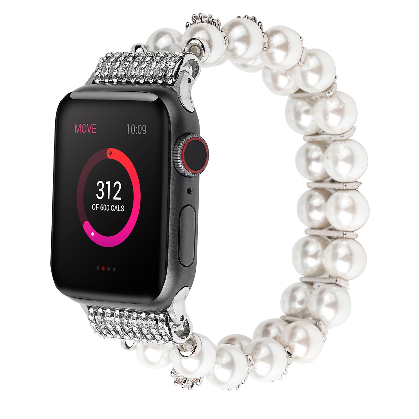 Anvendelig Apple Watch Dobbelt Række Smykkerem Zirkon Blomst Perle