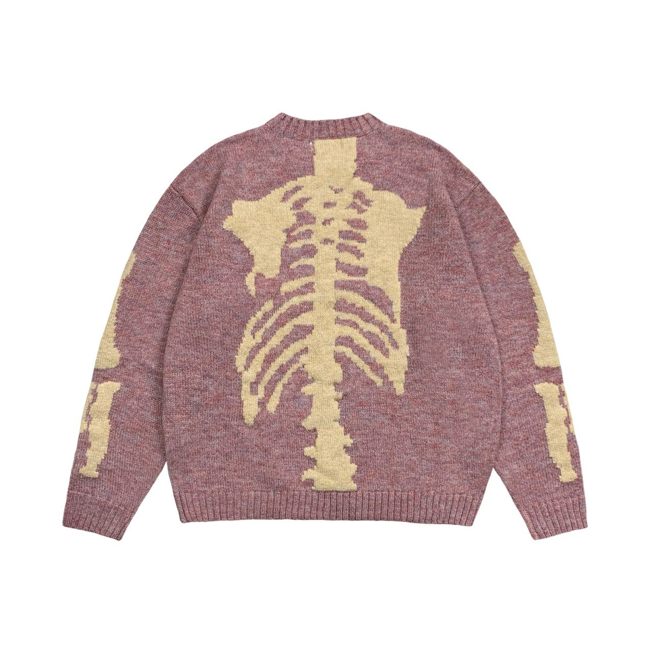 Round Neck Loose Bone Skeleton Knit Casual Sweater