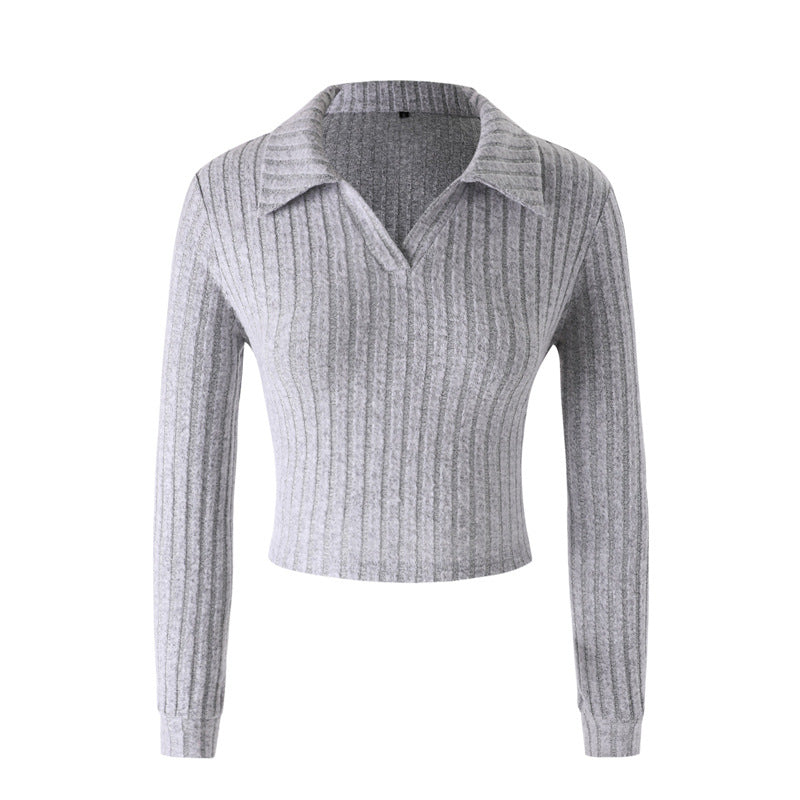 Women's Long-sleeved Polo Collar Knitted Sweater
