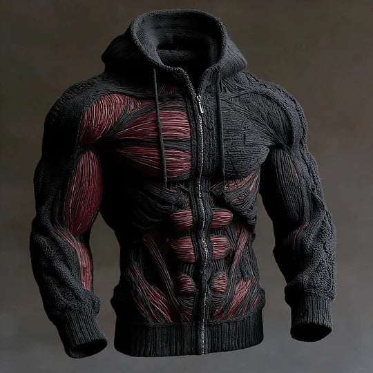Mens Casual Printed Hooded Jacket In American High-Street Style