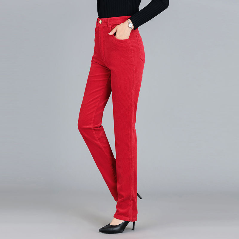 Stretch Loose Straight Leg Pants Corduroy Casual Cotton