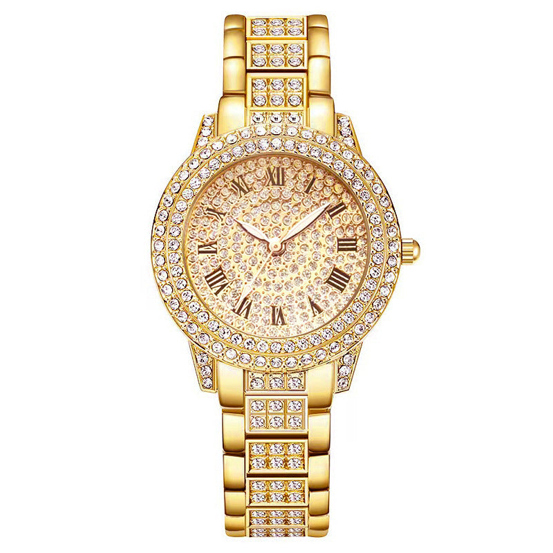 Dame Diamant Mode Romersk Quartz Ur Femsæts