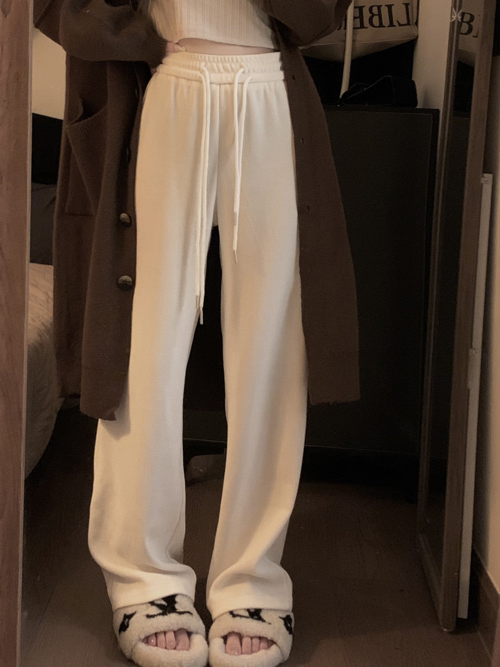 Women's Autumn Drawstring Straight Mop Pants