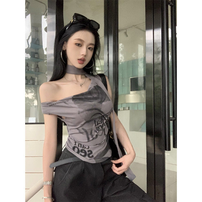 Slimming Edgy Short Sleeveless Top With A Designer Vibe