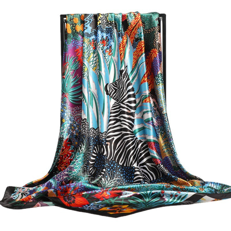 Fashion Jungle Animal Pattern Silk Scarf Autumn And Winter Thin