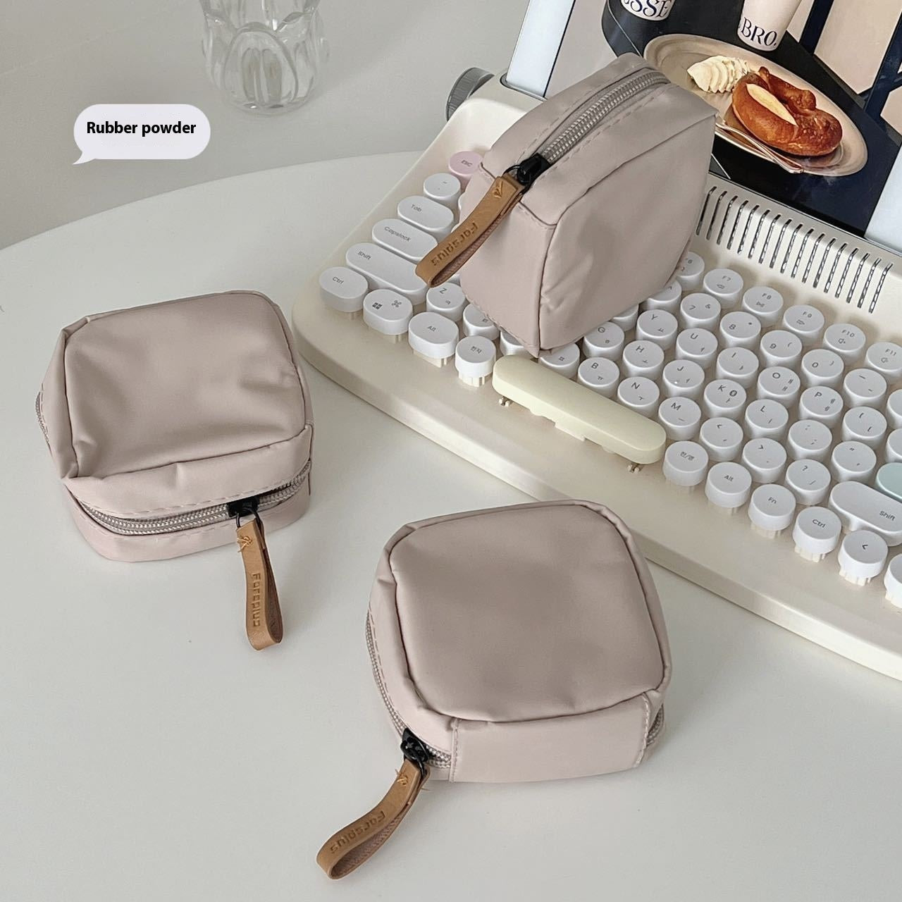 Mini Lipstick Minority Simple Japanese Solid Color Nylon Storage Bag