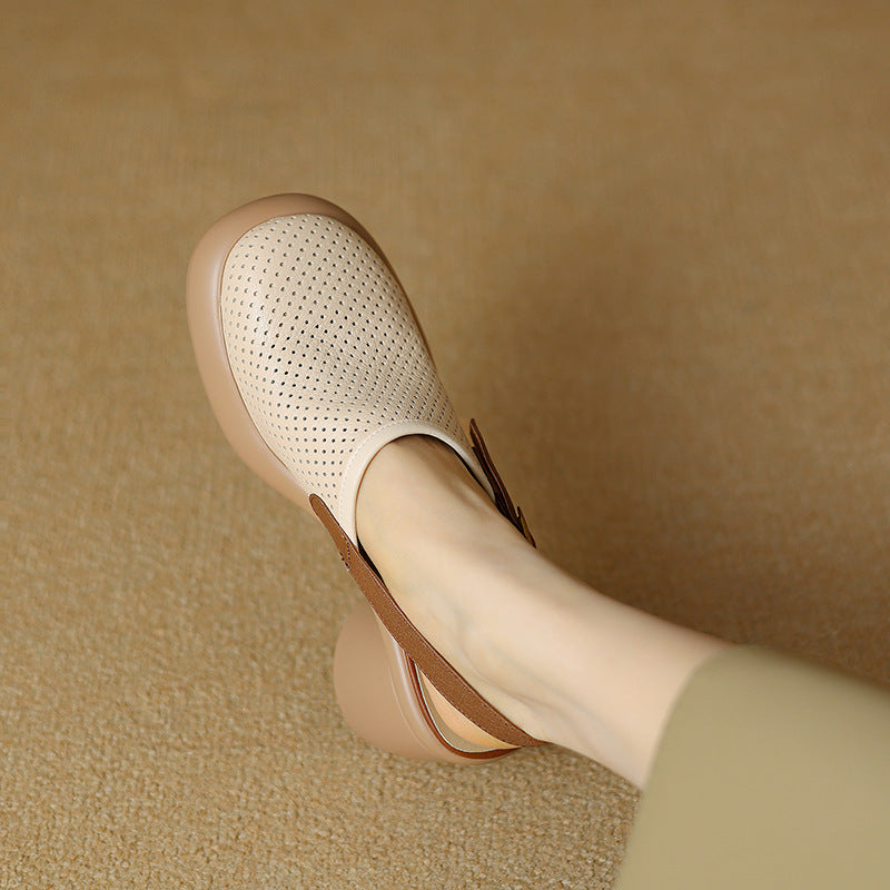Closed Toe Platform Hollow-out Sandals Women's Round Toe