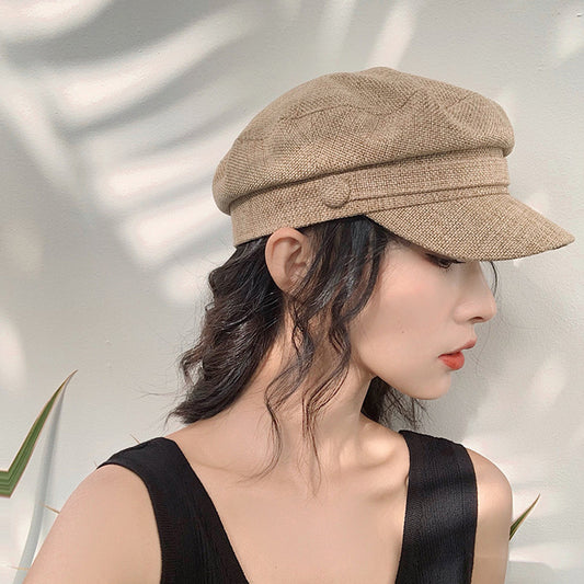 Women's Fashion Thin Linen Navy Hat
