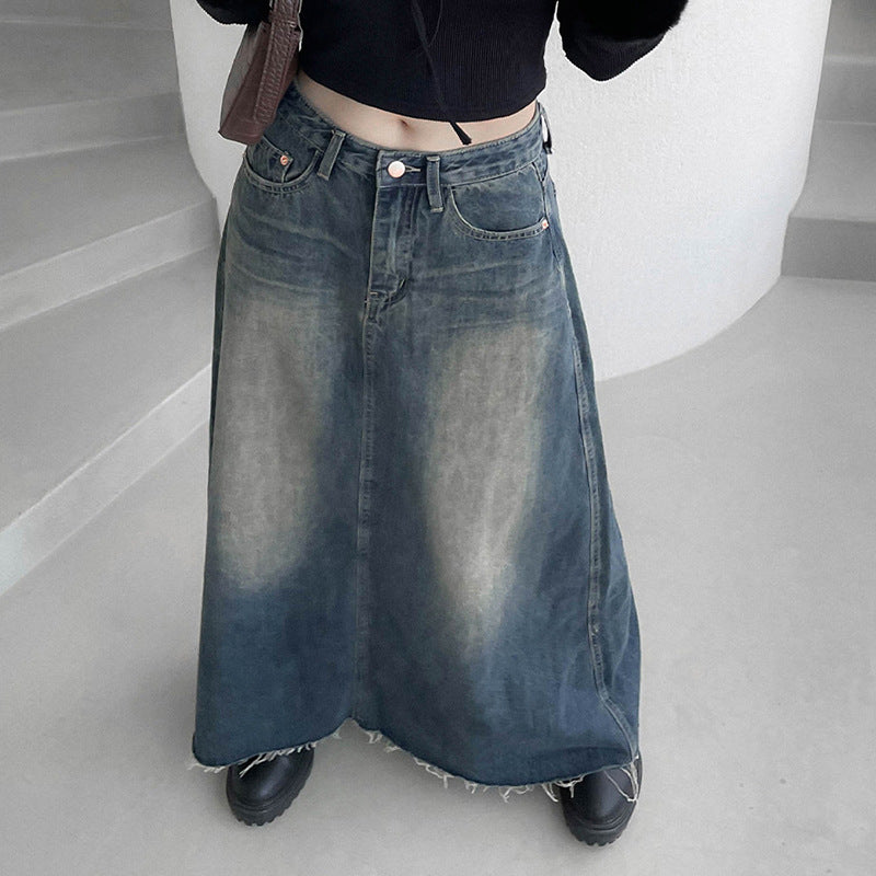 Versatile Retro Mid-length A- Line Skirt