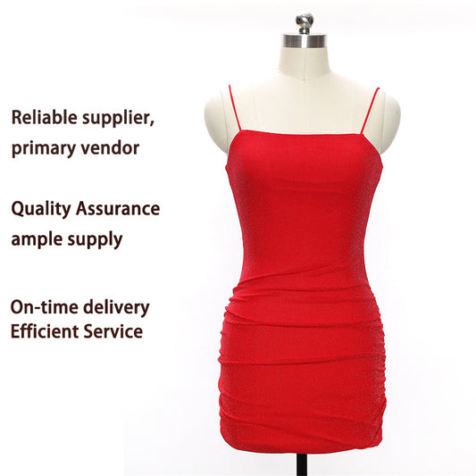 Influencer-style Party Slip Bodycon Dress Sizzling Hip-hugging Mini Skirt