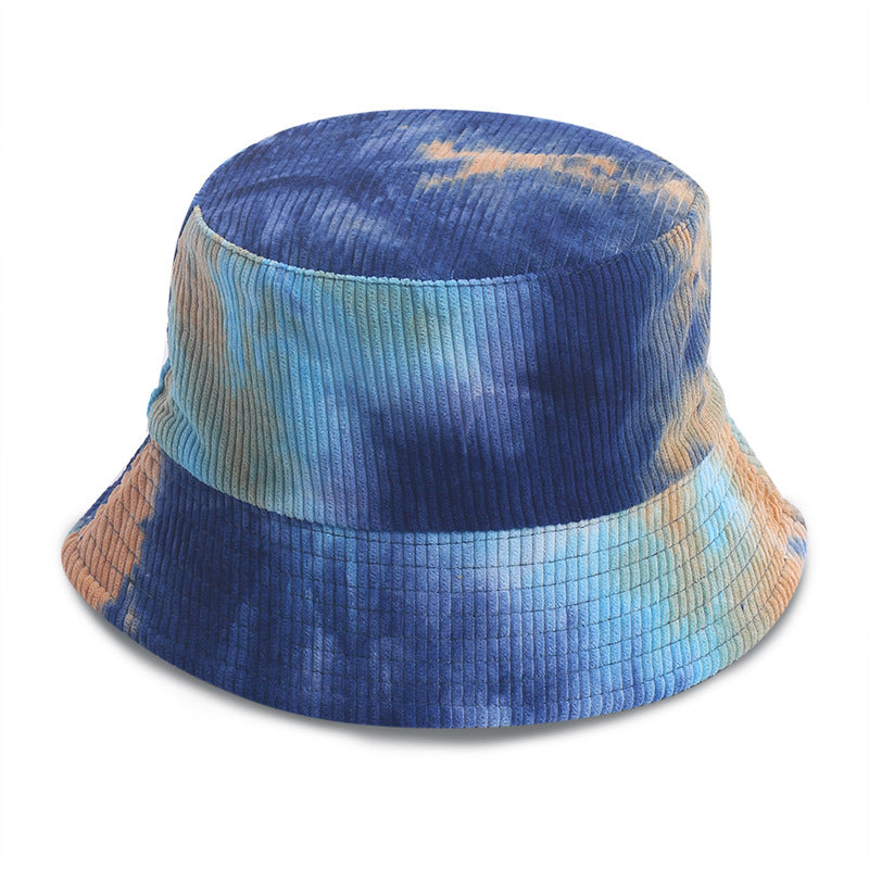 Tie-dyed Corduroy Fisherman Hat Women's Autumn And Winter