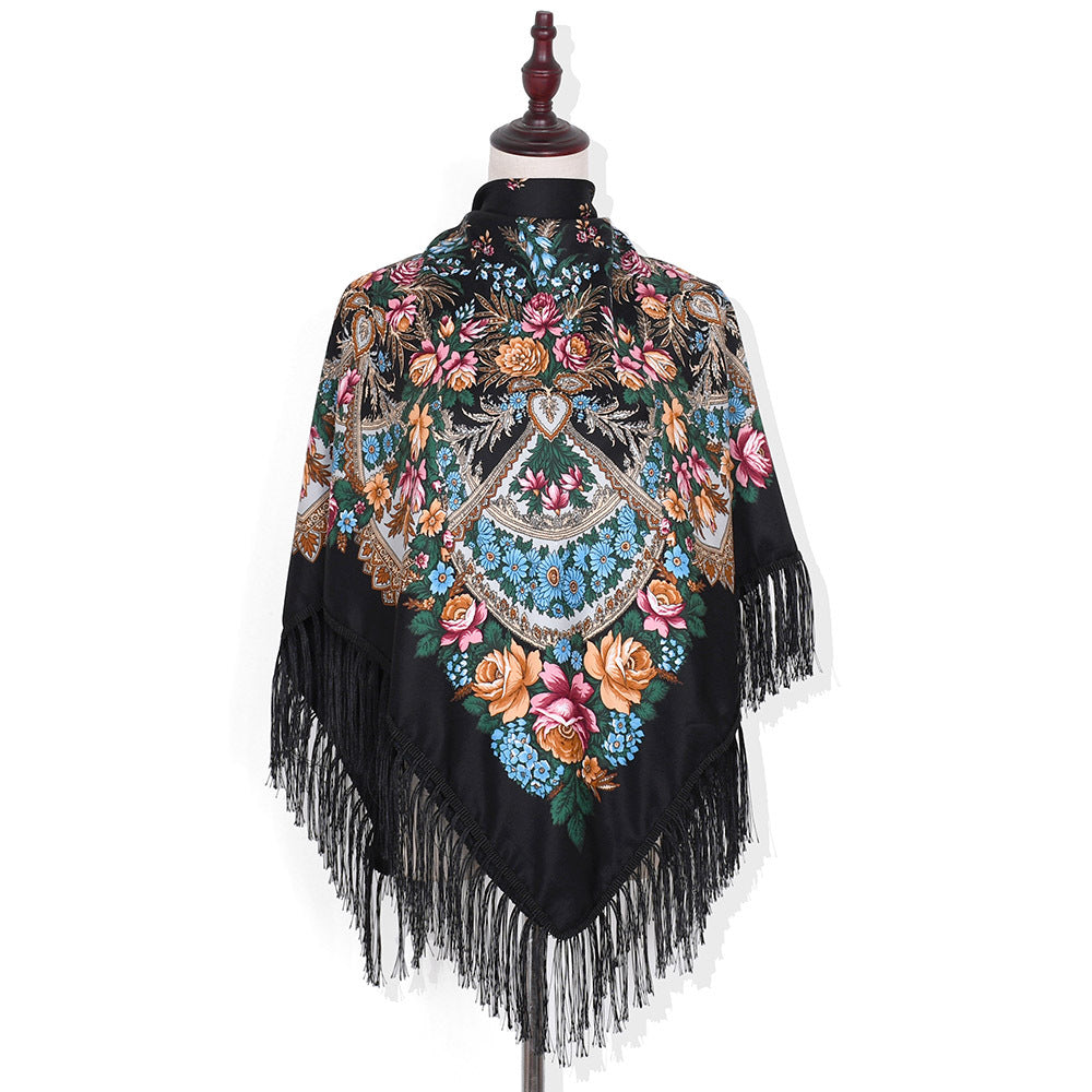 Shade And Sunscreen Printed Fringed Shawl