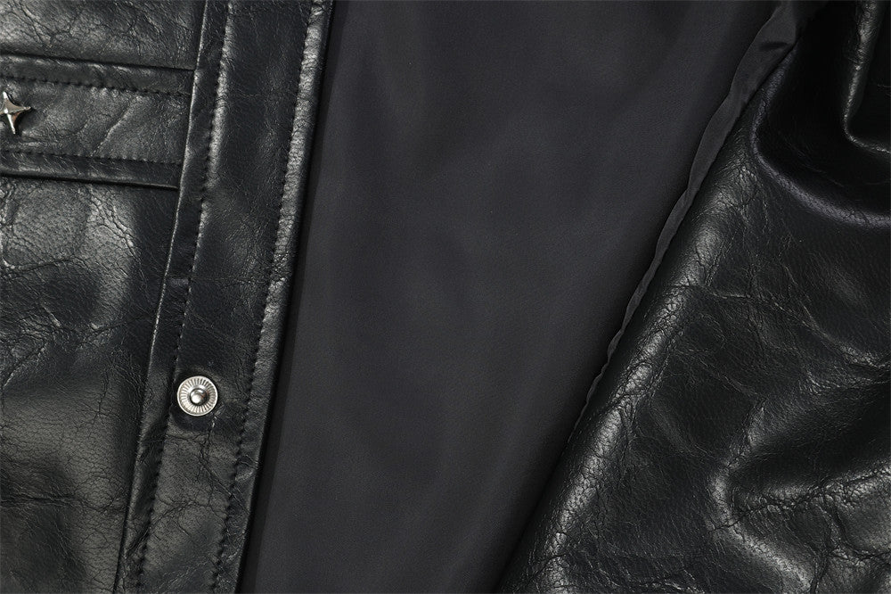 Turtle Crack Motorcycle Leather Outer Loose Leisure