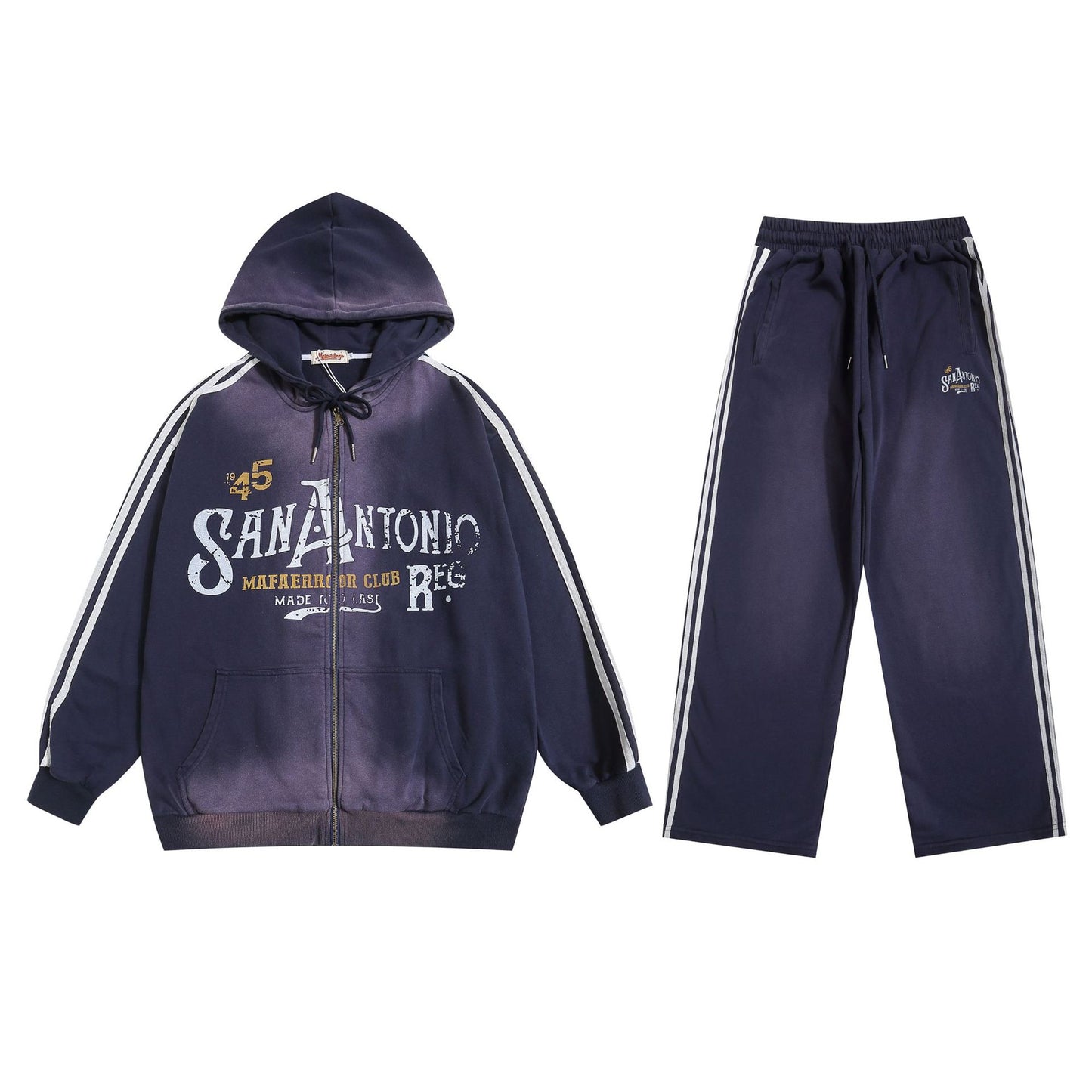Retro Three-bar Contrast Color Raglan Hooded Sweater For Men