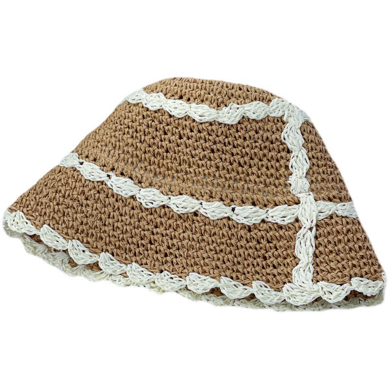 Contrast Color Lace Straw Hat Ins Casual All Match