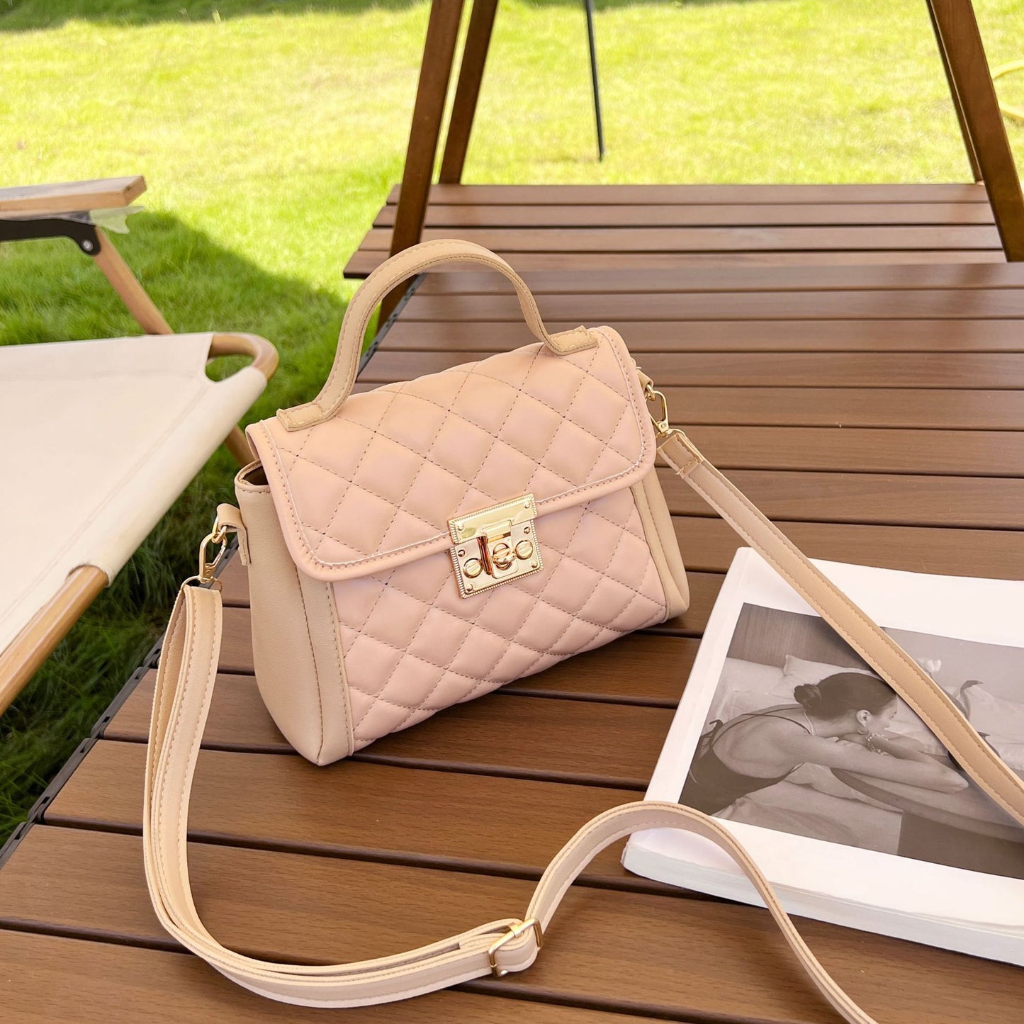 Women's Rhombus Crossbody Shoulder Bag Fashion PU Handbag