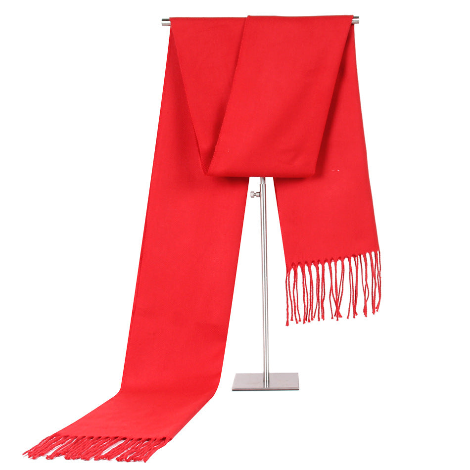 Solid Color Men's Scarf Faux Cashmere Tassel