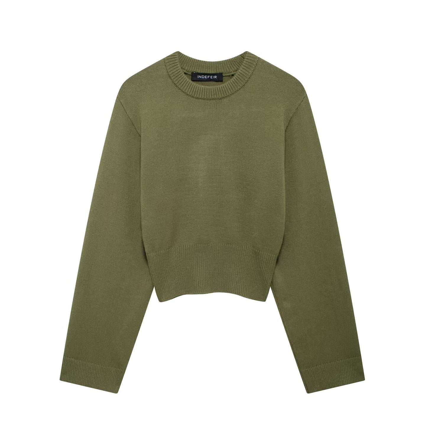 Women's Ribbed Wide Sleeve Round Neck Long Sleeve Sweater