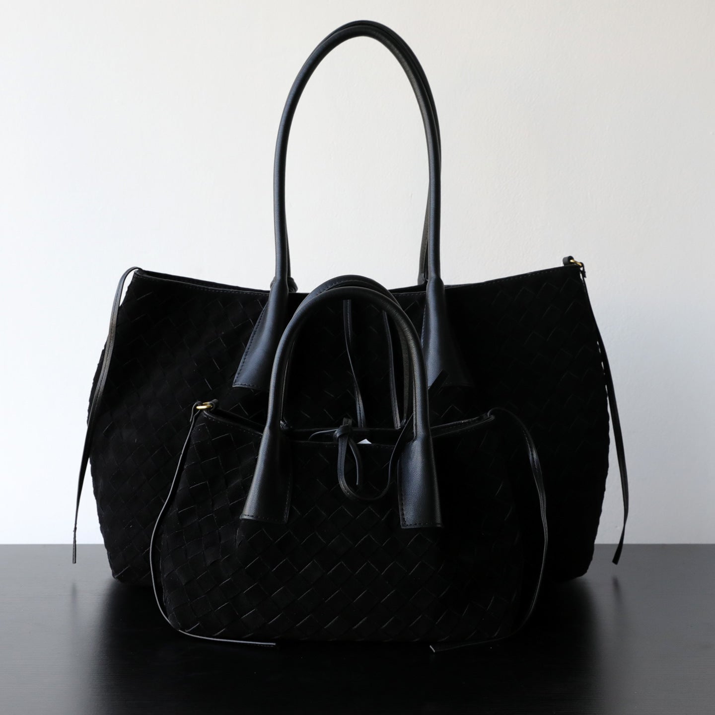 Handwoven Matte Cowhide Tote Bag With Large Capacity