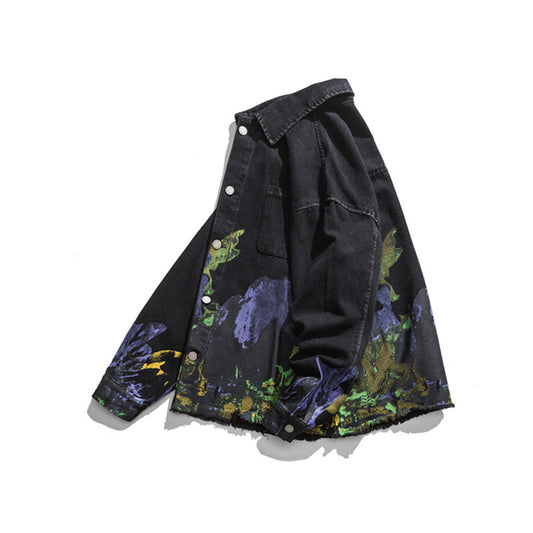 Oil Painting Print Retro Jacket Trendy Street Loose Work