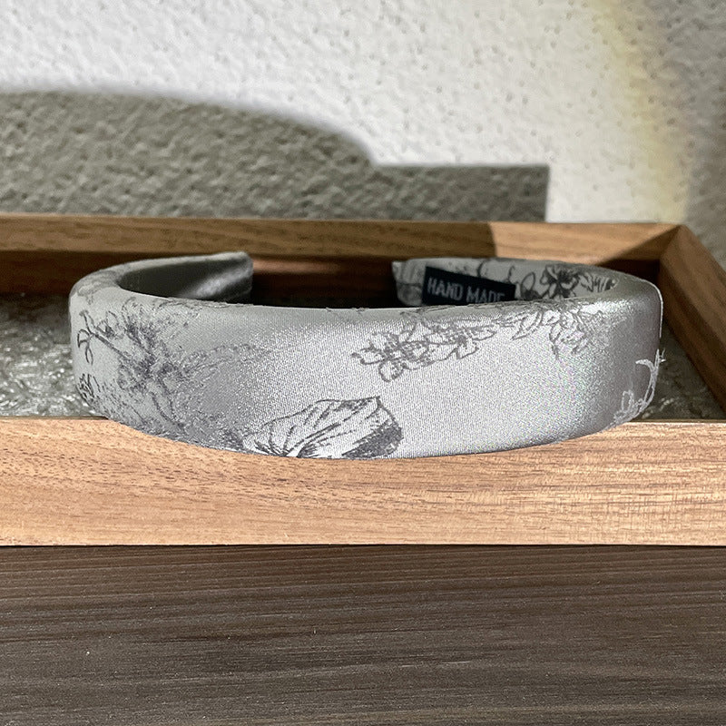 Champagne National Style Velvet Print Fine Sponge Headband