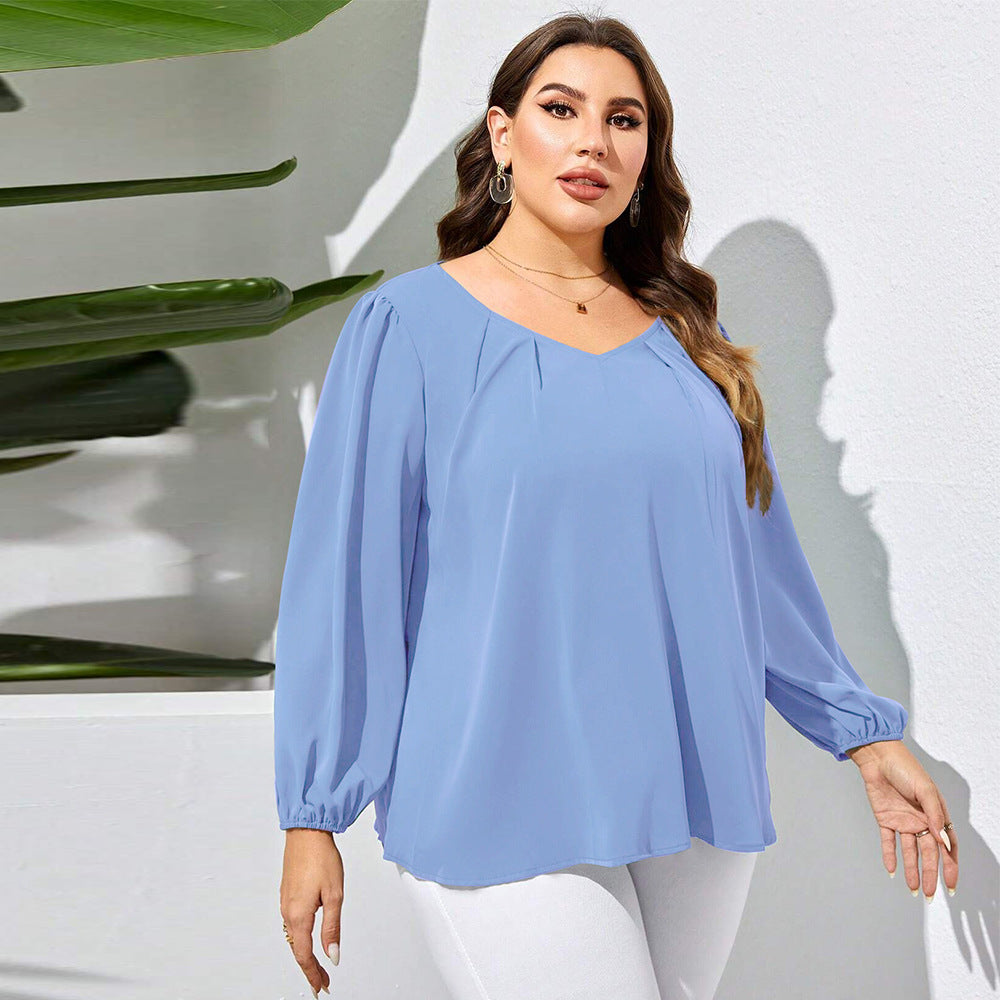European And American Women's Loose Casual Shirt Sleeve Elegant Shirt Top