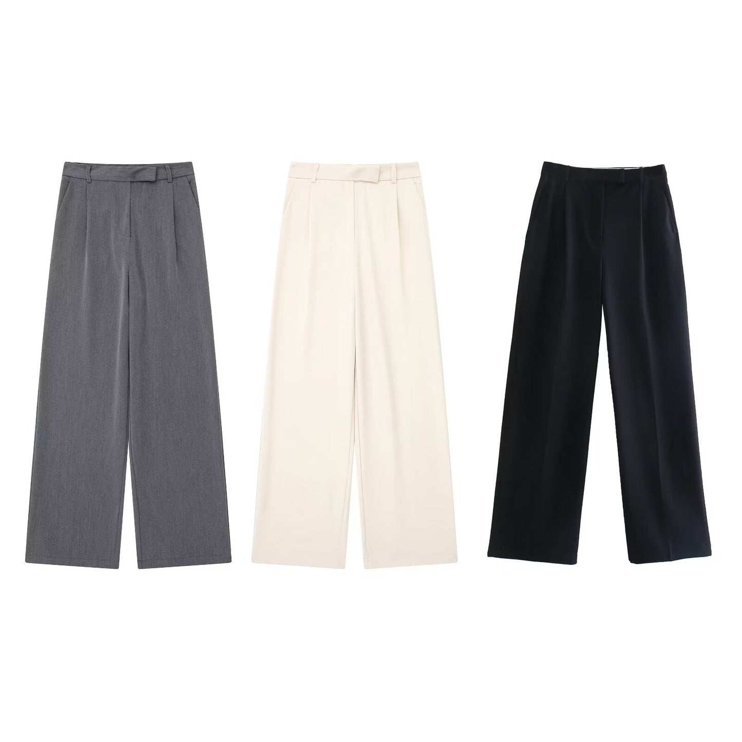 Casual Loose Pleated High Waist Straight-leg Pants