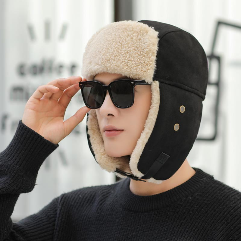 Mens Thickened Cotton Cold Protective Ear Protection Hat