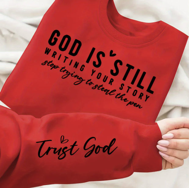 Vibrant Letter Print Crew Neck Sweatshirt Soft