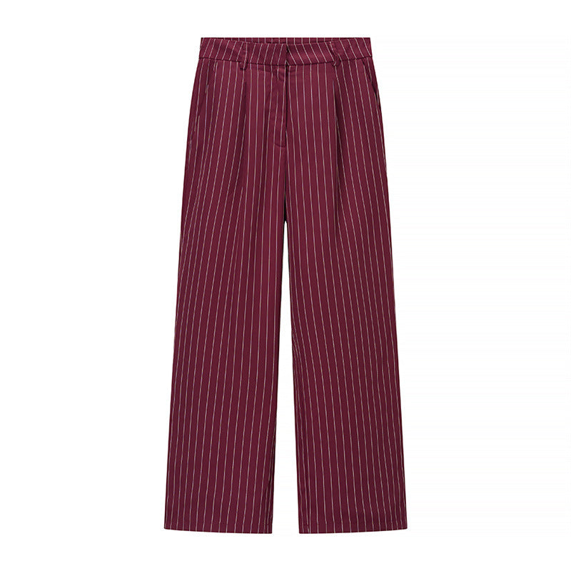 Female Casual Versatile Suit Jacket Casual Pants Striped