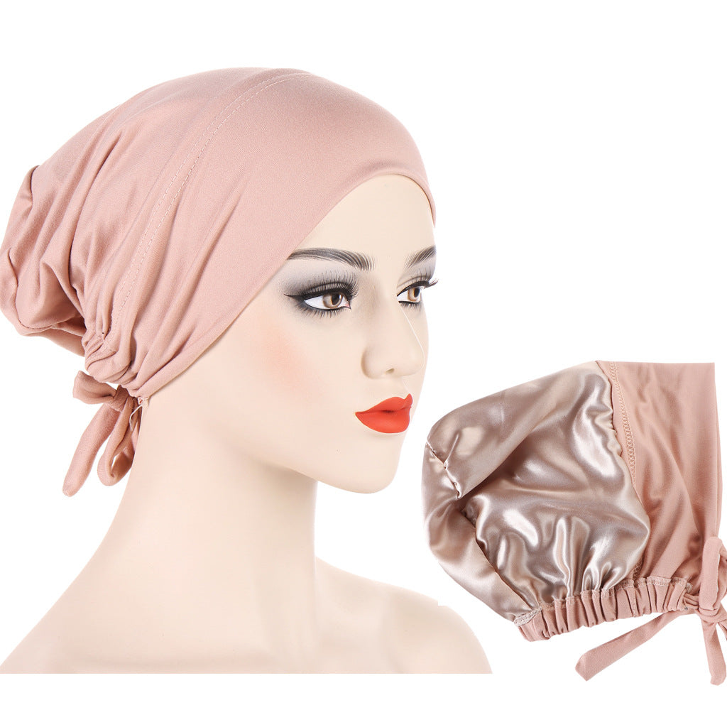 Women's Multicolor Satin Drawstring Sleeve Cap