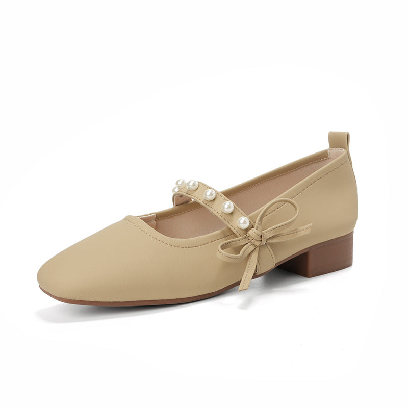 Multicolor Comfortable Low Heel Retro Easy Matching Soft Bottom Flats Autumn Chunky Heel