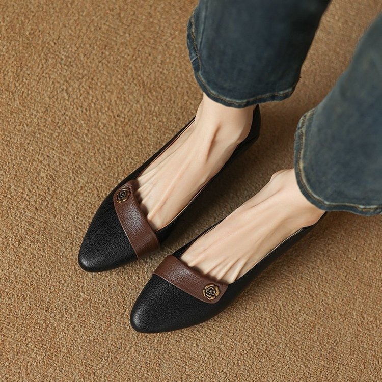 Spring New Comfort Pointed-toe Soft Bottom Versatile Color Matching Women's Shoes
