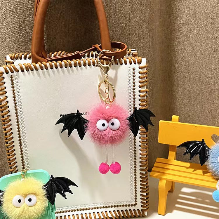 Sød sjov Halloween kunstig minkhår lille djævelspakkevedhæng