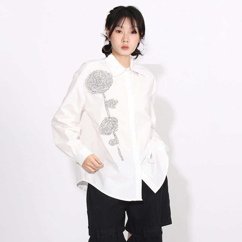Fashion Casual Løstsiddende Slankende Reversbluse til Kvinder