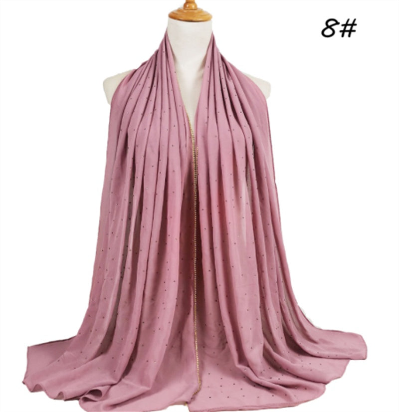 Summer Chiffon 70X180cm Pearl Beaded Scarf