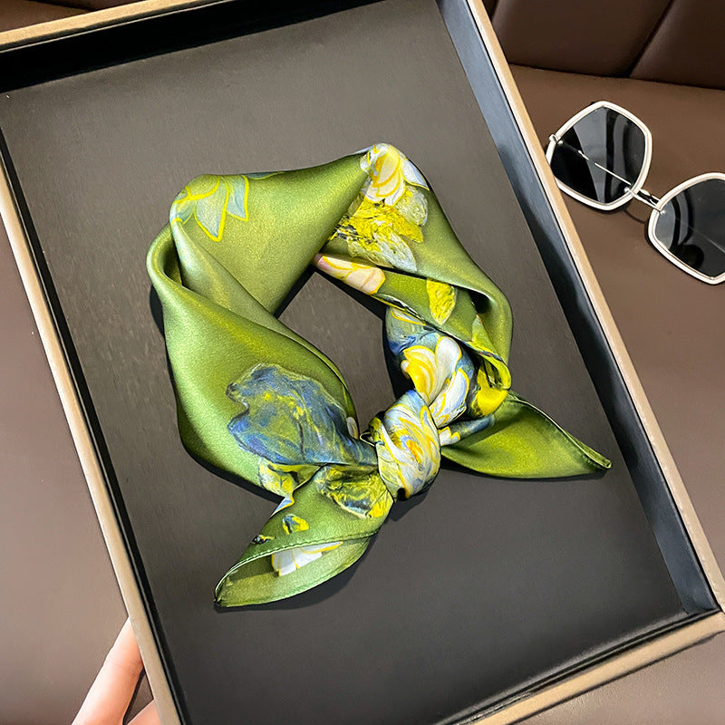 Beige Silk Square Scarf For Womenversatile And Easy To Style