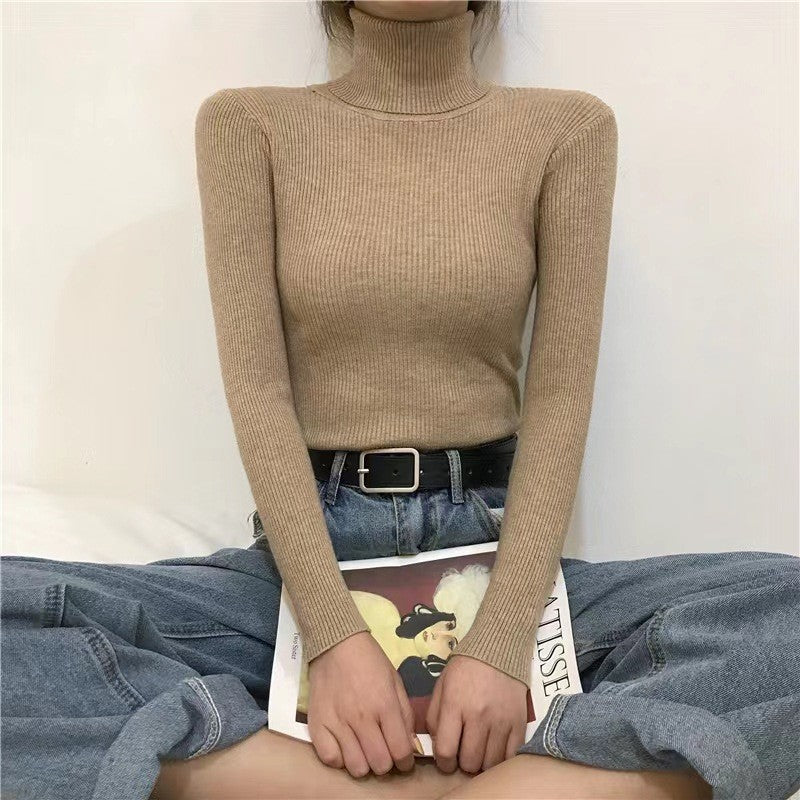 Half High Collar Inner Lining Bottom Sweater Slim Fit Fit Long Sleeved Sweater