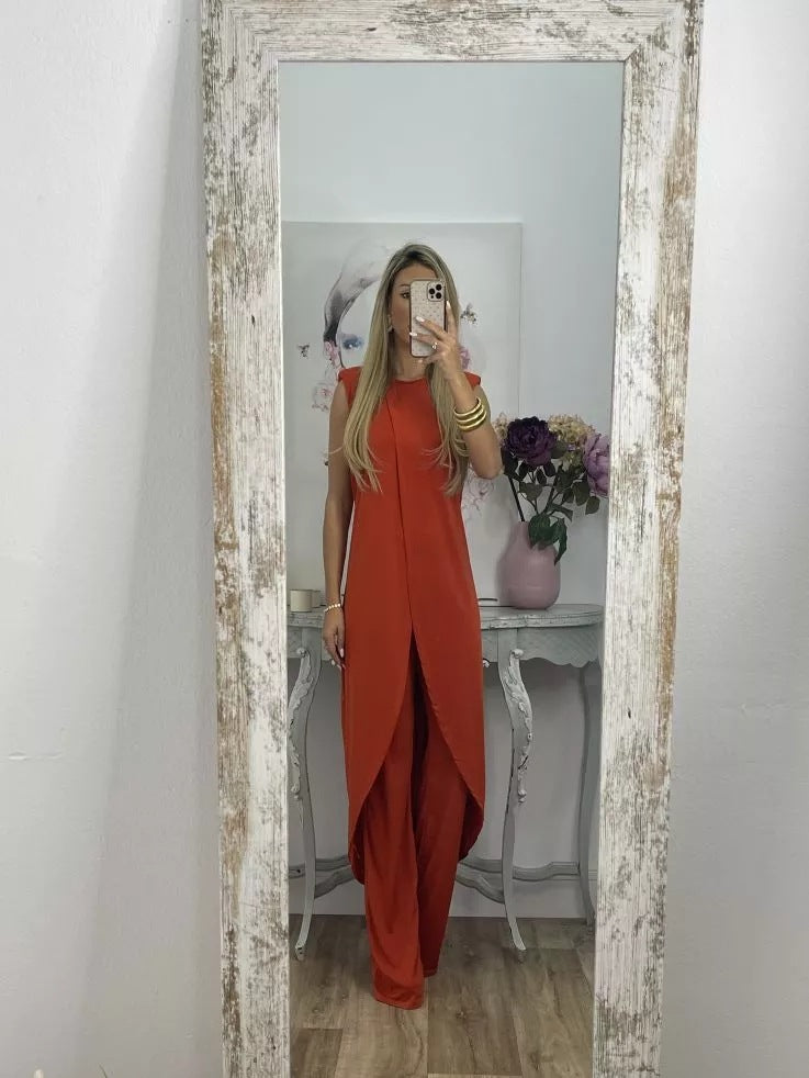 Women's Summer New Casual Sleeveless Loose Round Neck Trousers Two-piece Set