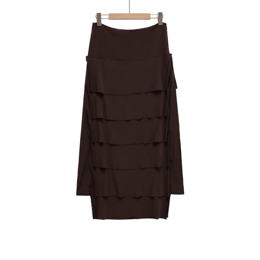 Temperament Slim-fit Midi Skirt With Layered Decoration