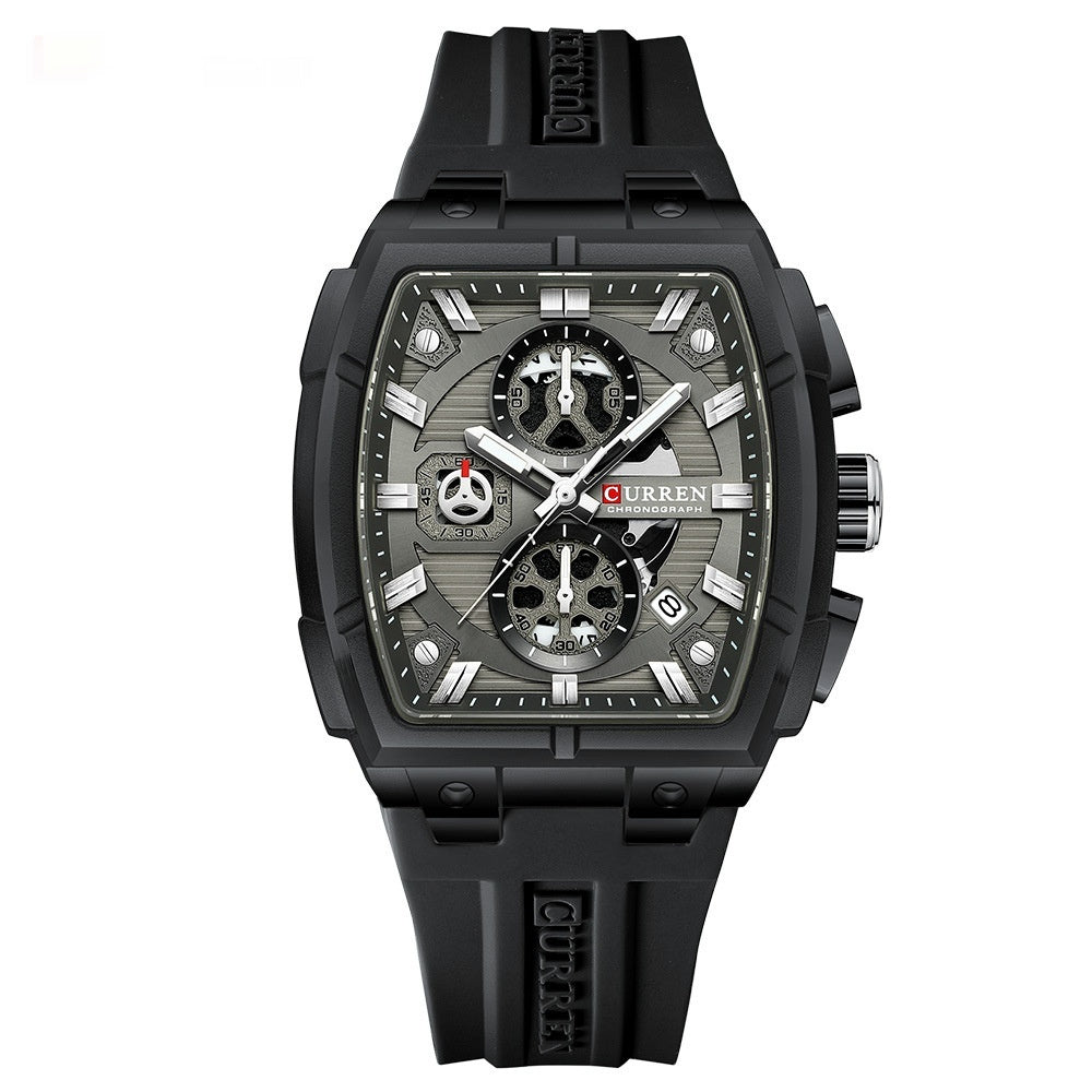 Kairun Waterproof Calendar Six-Hand Adhesive-Tape Mens Quartz Watch