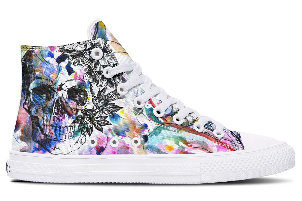 Men's And Women's Fashion Color Printing High-top Canvas Shoes